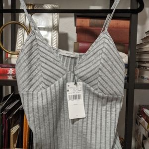Strappy gray ribbed cropped top